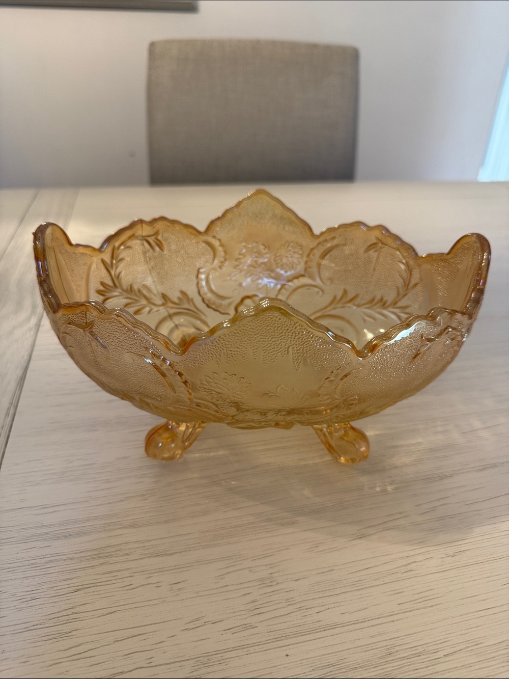 Amber Glass Decorative Footed Bowl - Home Art